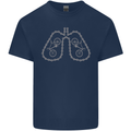 Bicycle Lungs Cyclist Funny Cycling Bike Mens Cotton T-Shirt Tee Top Navy Blue