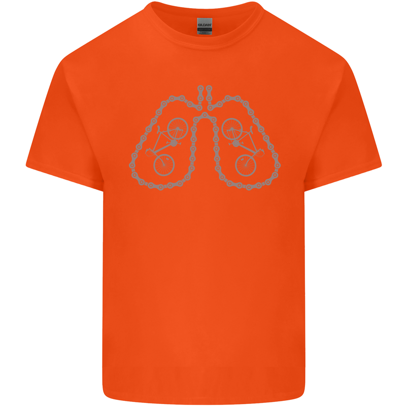 Bicycle Lungs Cyclist Funny Cycling Bike Mens Cotton T-Shirt Tee Top Orange