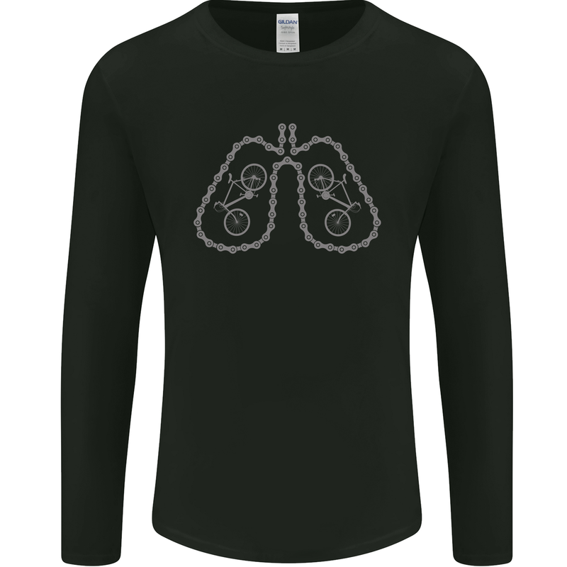 Bicycle Lungs Cyclist Funny Cycling Bike Mens Long Sleeve T-Shirt Black