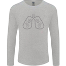 Bicycle Lungs Cyclist Funny Cycling Bike Mens Long Sleeve T-Shirt Sports Grey