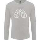 Bicycle Lungs Cyclist Funny Cycling Bike Mens Long Sleeve T-Shirt Sports Grey