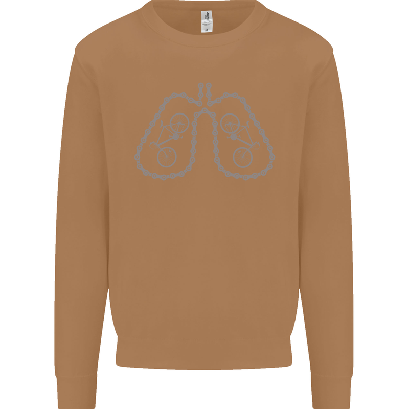 Bicycle Lungs Cyclist Funny Cycling Bike Mens Sweatshirt Jumper Caramel Latte