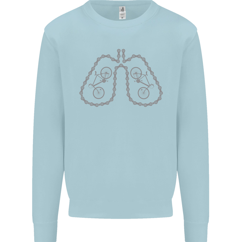 Bicycle Lungs Cyclist Funny Cycling Bike Mens Sweatshirt Jumper Light Blue