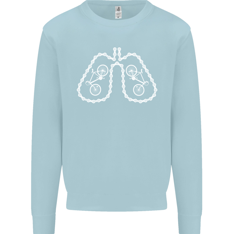 Bicycle Lungs Cyclist Funny Cycling Bike Mens Sweatshirt Jumper Light Blue