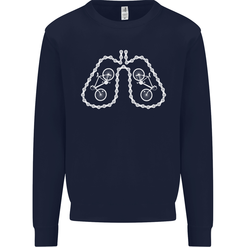 Bicycle Lungs Cyclist Funny Cycling Bike Mens Sweatshirt Jumper Navy Blue