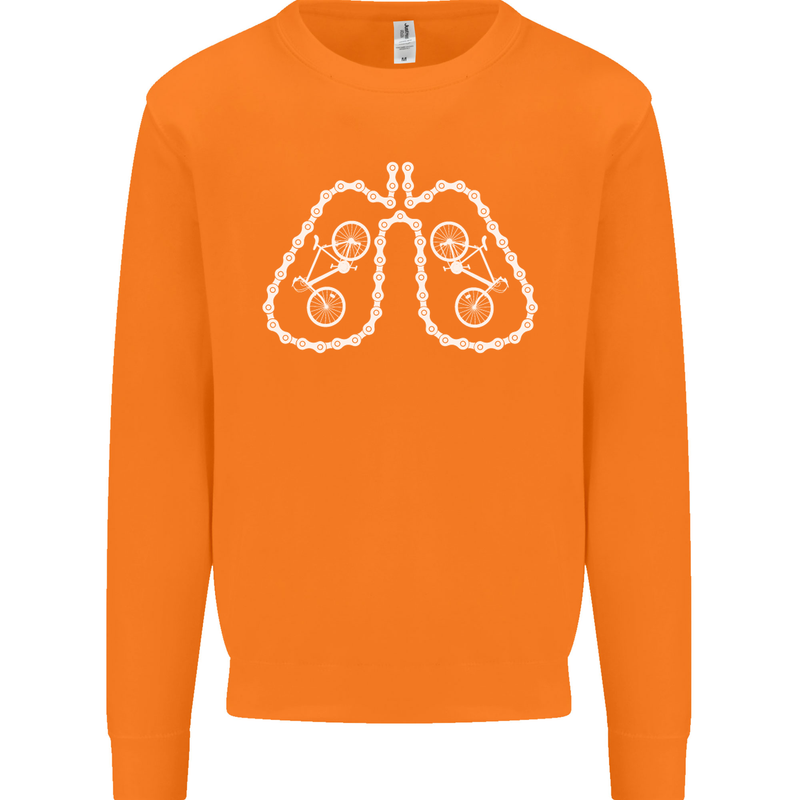 Bicycle Lungs Cyclist Funny Cycling Bike Mens Sweatshirt Jumper Orange