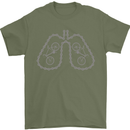 Bicycle Lungs Cyclist Funny Cycling Bike Mens T-Shirt Cotton Gildan Military Green