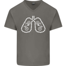 Bicycle Lungs Cyclist Funny Cycling Bike Mens V-Neck Cotton T-Shirt Charcoal