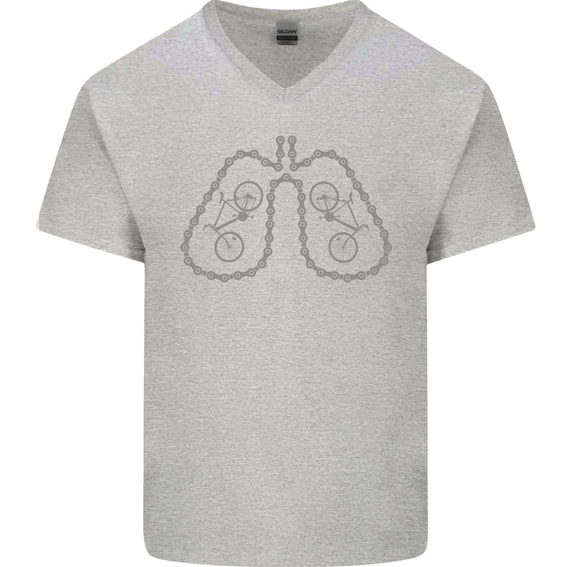 Bicycle Lungs Cyclist Funny Cycling Bike Mens V-Neck Cotton T-Shirt Sports Grey