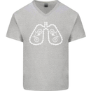 Bicycle Lungs Cyclist Funny Cycling Bike Mens V-Neck Cotton T-Shirt Sports Grey