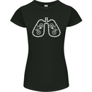 Bicycle Lungs Cyclist Funny Cycling Bike Womens Petite Cut T-Shirt Black