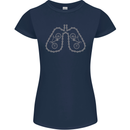 Bicycle Lungs Cyclist Funny Cycling Bike Womens Petite Cut T-Shirt Navy Blue
