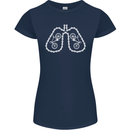 Bicycle Lungs Cyclist Funny Cycling Bike Womens Petite Cut T-Shirt Navy Blue