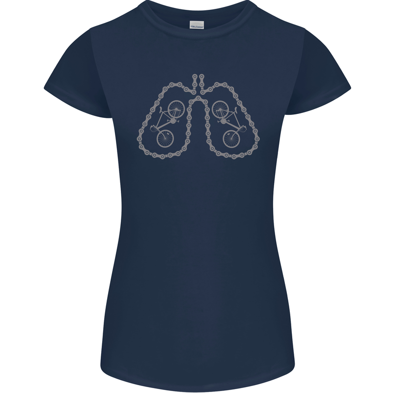 Bicycle Lungs Cyclist Funny Cycling Bike Womens Petite Cut T-Shirt Navy Blue