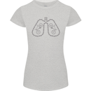 Bicycle Lungs Cyclist Funny Cycling Bike Womens Petite Cut T-Shirt Sports Grey