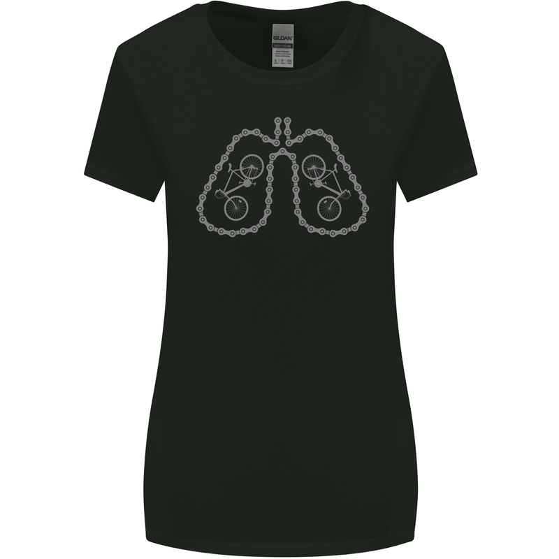 Bicycle Lungs Cyclist Funny Cycling Bike Womens Wider Cut T-Shirt Black