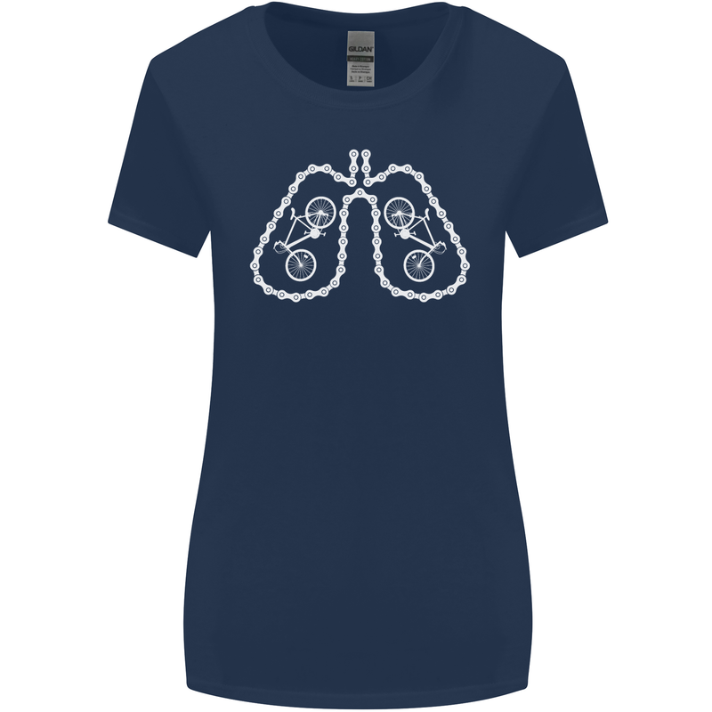 Bicycle Lungs Cyclist Funny Cycling Bike Womens Wider Cut T-Shirt Navy Blue