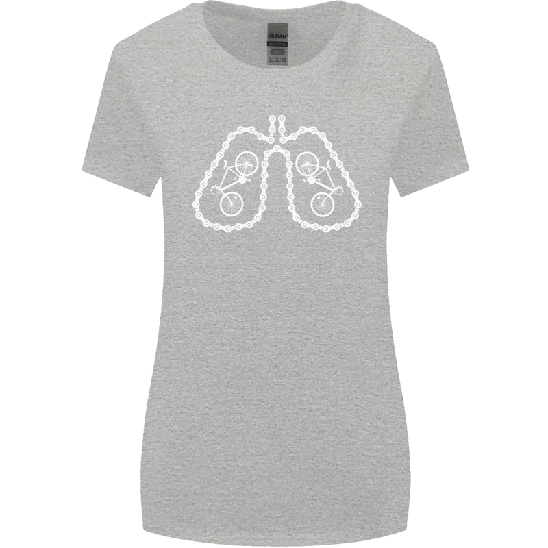 Bicycle Lungs Cyclist Funny Cycling Bike Womens Wider Cut T-Shirt Sports Grey