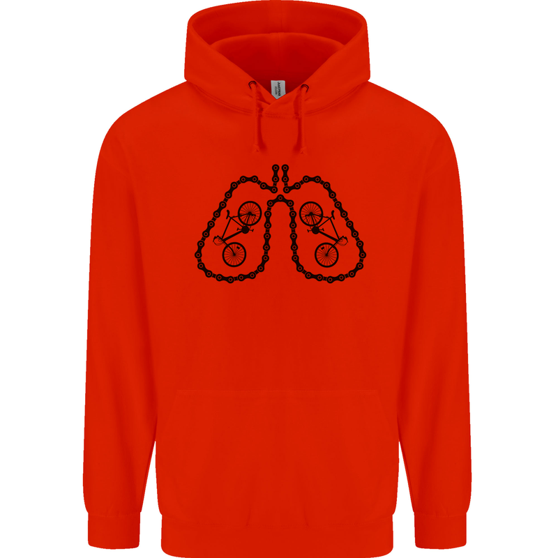 Bicycle Lungs Funny Cycling Bike Cyclist Mens 80% Cotton Hoodie Bright Red
