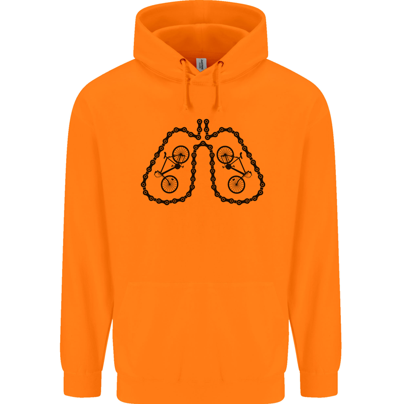 Bicycle Lungs Funny Cycling Bike Cyclist Mens 80% Cotton Hoodie Orange