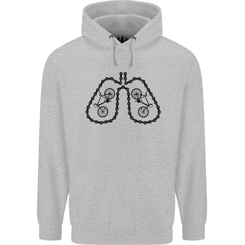 Bicycle Lungs Funny Cycling Bike Cyclist Mens 80% Cotton Hoodie Sports Grey