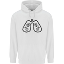 Bicycle Lungs Funny Cycling Bike Cyclist Mens 80% Cotton Hoodie White