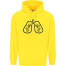 Bicycle Lungs Funny Cycling Bike Cyclist Mens 80% Cotton Hoodie Yellow