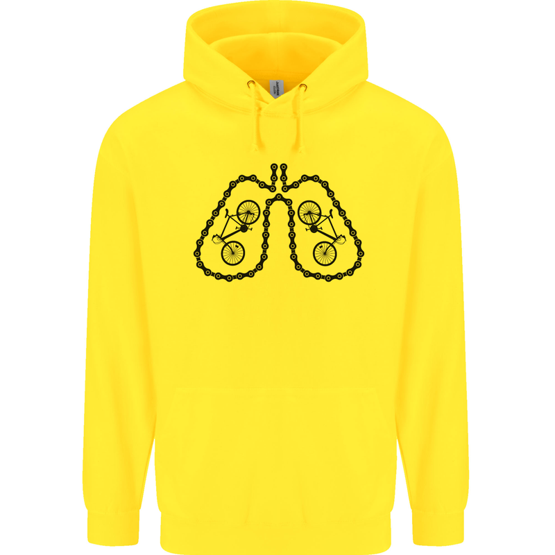 Bicycle Lungs Funny Cycling Bike Cyclist Mens 80% Cotton Hoodie Yellow