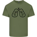 Bicycle Lungs Funny Cycling Bike Cyclist Mens Cotton T-Shirt Tee Top Military Green