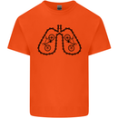 Bicycle Lungs Funny Cycling Bike Cyclist Mens Cotton T-Shirt Tee Top Orange