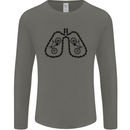 Bicycle Lungs Funny Cycling Bike Cyclist Mens Long Sleeve T-Shirt Charcoal