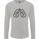 Bicycle Lungs Funny Cycling Bike Cyclist Mens Long Sleeve T-Shirt Sports Grey