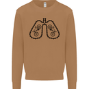 Bicycle Lungs Funny Cycling Bike Cyclist Mens Sweatshirt Jumper Caramel Latte