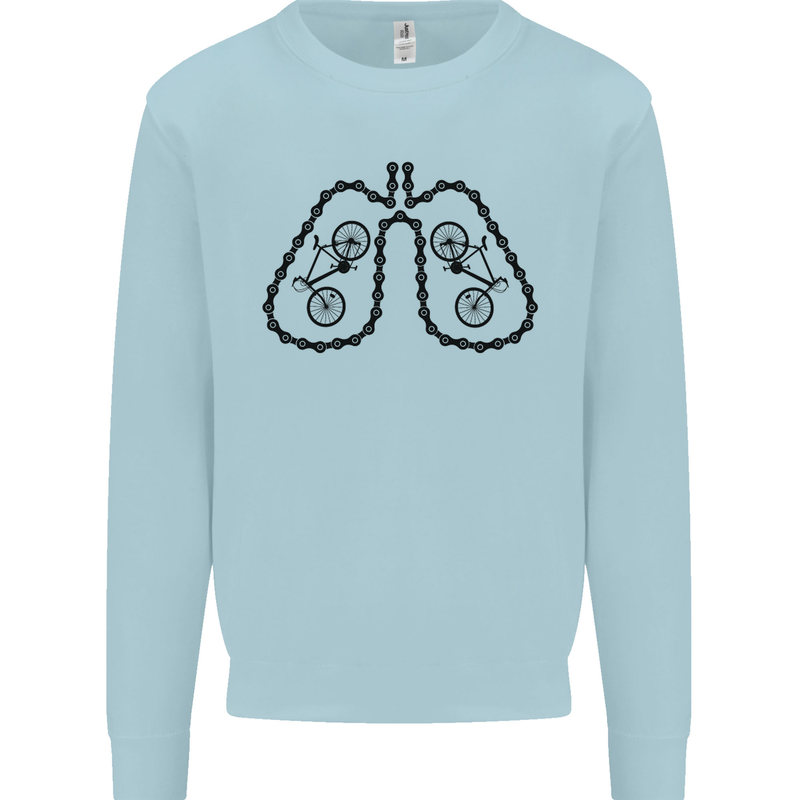 Bicycle Lungs Funny Cycling Bike Cyclist Mens Sweatshirt Jumper Light Blue