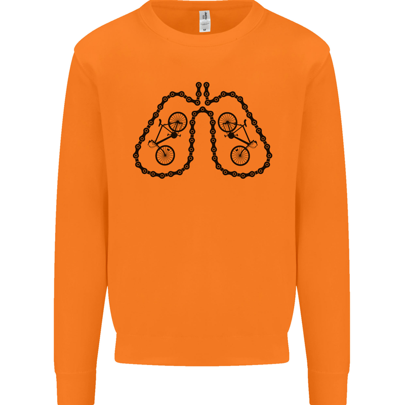 Bicycle Lungs Funny Cycling Bike Cyclist Mens Sweatshirt Jumper Orange