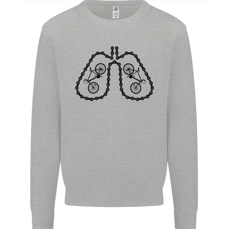 Bicycle Lungs Funny Cycling Bike Cyclist Mens Sweatshirt Jumper Sports Grey