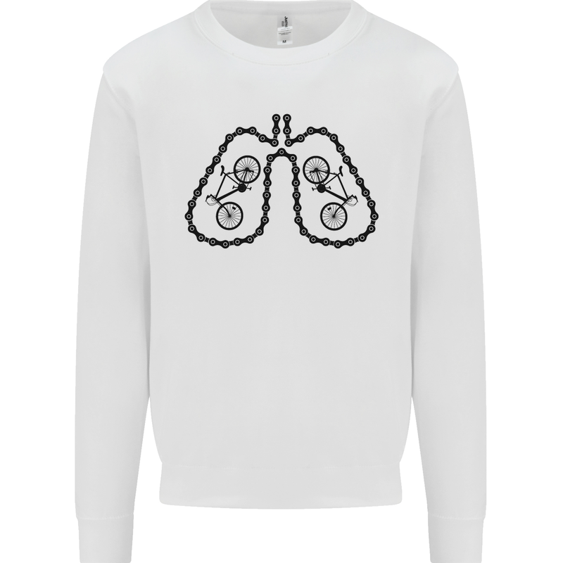 Bicycle Lungs Funny Cycling Bike Cyclist Mens Sweatshirt Jumper White