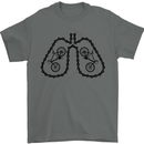 Bicycle Lungs Funny Cycling Bike Cyclist Mens T-Shirt Cotton Gildan Charcoal