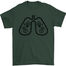 Bicycle Lungs Funny Cycling Bike Cyclist Mens T-Shirt Cotton Gildan Forest Green