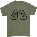 Bicycle Lungs Funny Cycling Bike Cyclist Mens T-Shirt Cotton Gildan Military Green