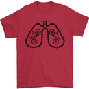 Bicycle Lungs Funny Cycling Bike Cyclist Mens T-Shirt Cotton Gildan Red