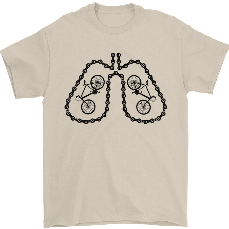 Bicycle Lungs Funny Cycling Bike Cyclist Mens T-Shirt Cotton Gildan Sand