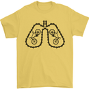 Bicycle Lungs Funny Cycling Bike Cyclist Mens T-Shirt Cotton Gildan Yellow