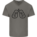 Bicycle Lungs Funny Cycling Bike Cyclist Mens V-Neck Cotton T-Shirt Charcoal