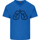 Bicycle Lungs Funny Cycling Bike Cyclist Mens V-Neck Cotton T-Shirt Royal Blue