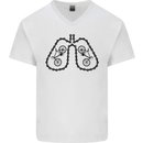 Bicycle Lungs Funny Cycling Bike Cyclist Mens V-Neck Cotton T-Shirt White