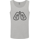Bicycle Lungs Funny Cycling Bike Cyclist Mens Vest Tank Top Sports Grey