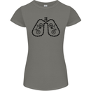Bicycle Lungs Funny Cycling Bike Cyclist Womens Petite Cut T-Shirt Charcoal