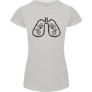 Bicycle Lungs Funny Cycling Bike Cyclist Womens Petite Cut T-Shirt Sports Grey