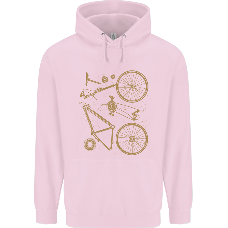 Bicycle Parts Cycling Cyclist Bike Funny Childrens Kids Hoodie Light Pink